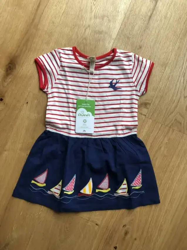 Kleid Alana NEU maritim Gr. 98 Bio, kurze Ärmel
