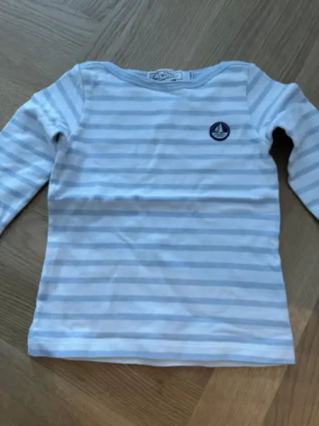 Langarmshirt Petit Bateau dick hellblau gestreift