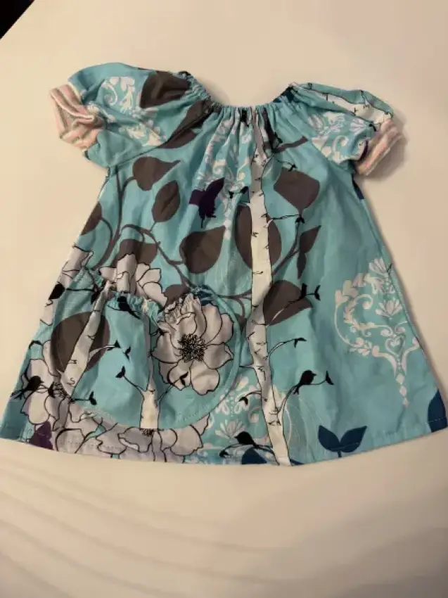 Tunika Handmade Baumwolle Blumen türkis