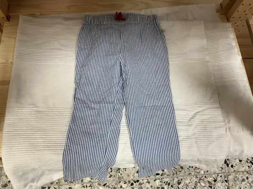Frugi Stoffhose weiß/blau gestreift