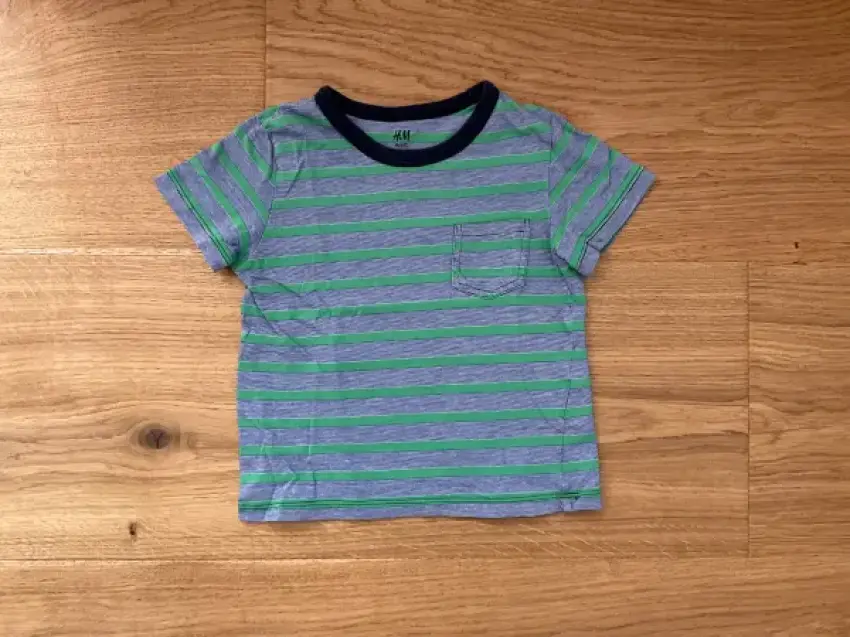 H&M T-Shirt blau/grün gestreift
