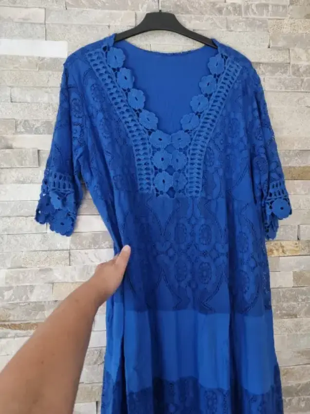 Ital. STRICKKLEID blau (Fotos)