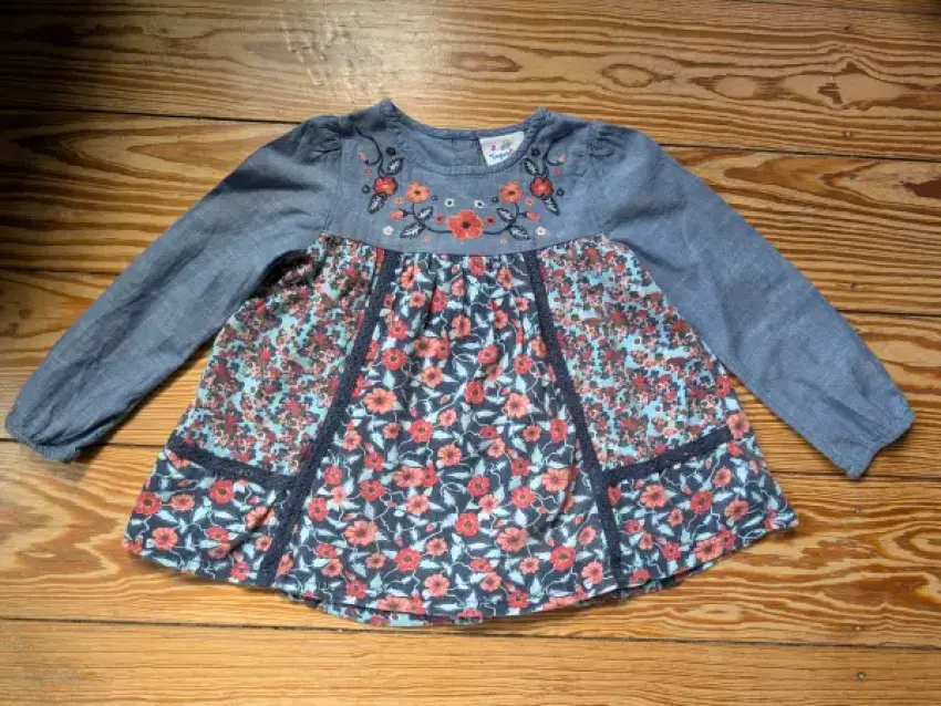 Langarmkleid Topoline Patchwork Blumen