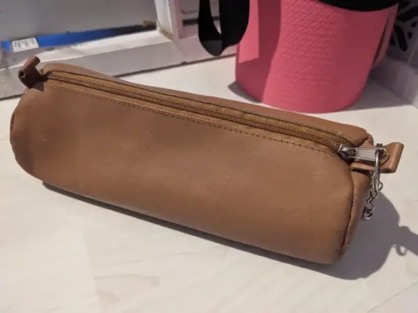 Federmäppchen groß braun Leder